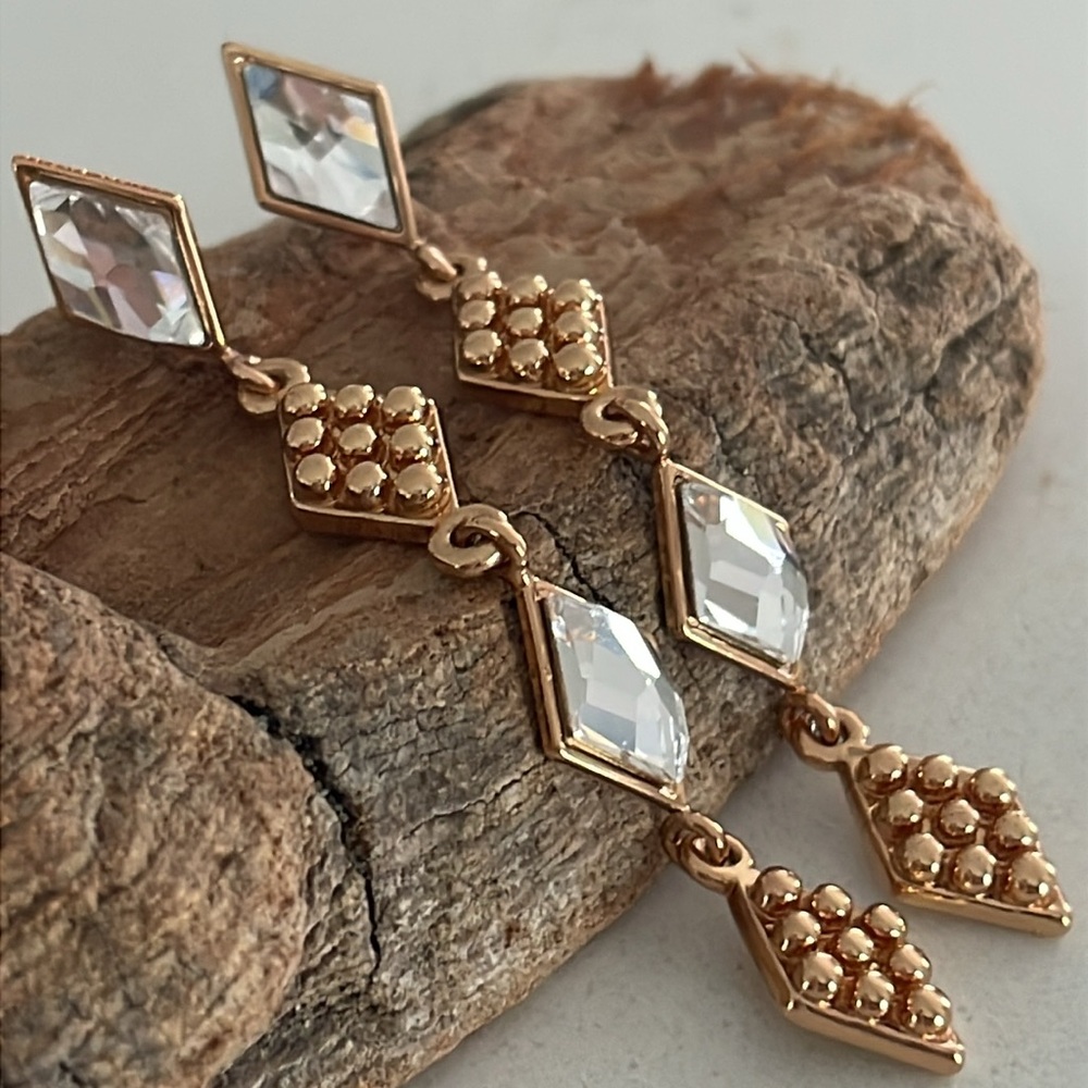 NWT Swarovski “Lola and Grace” Lightweight Gold & Crystal Post Earrings #5140946